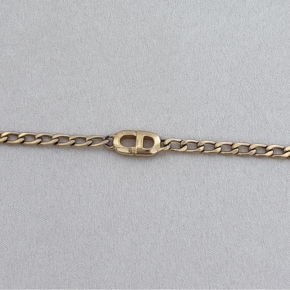 Christian Dior Gold-tone Cuban Chain Link Stainless Steel CD Logo Bracelet - Picture 4 of 4